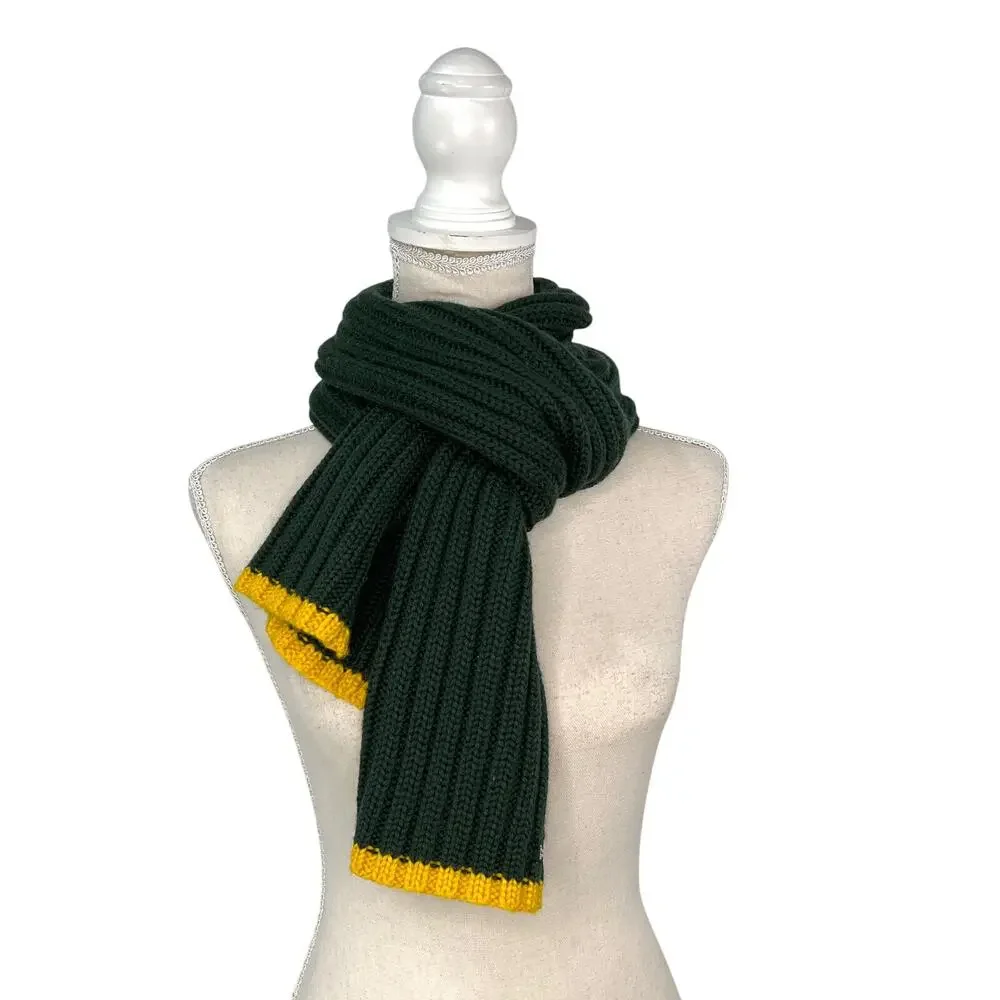 Vintage 90s Ralph Lauren Polo Jeans Company Ribbed Scarf Green Accent Stripe